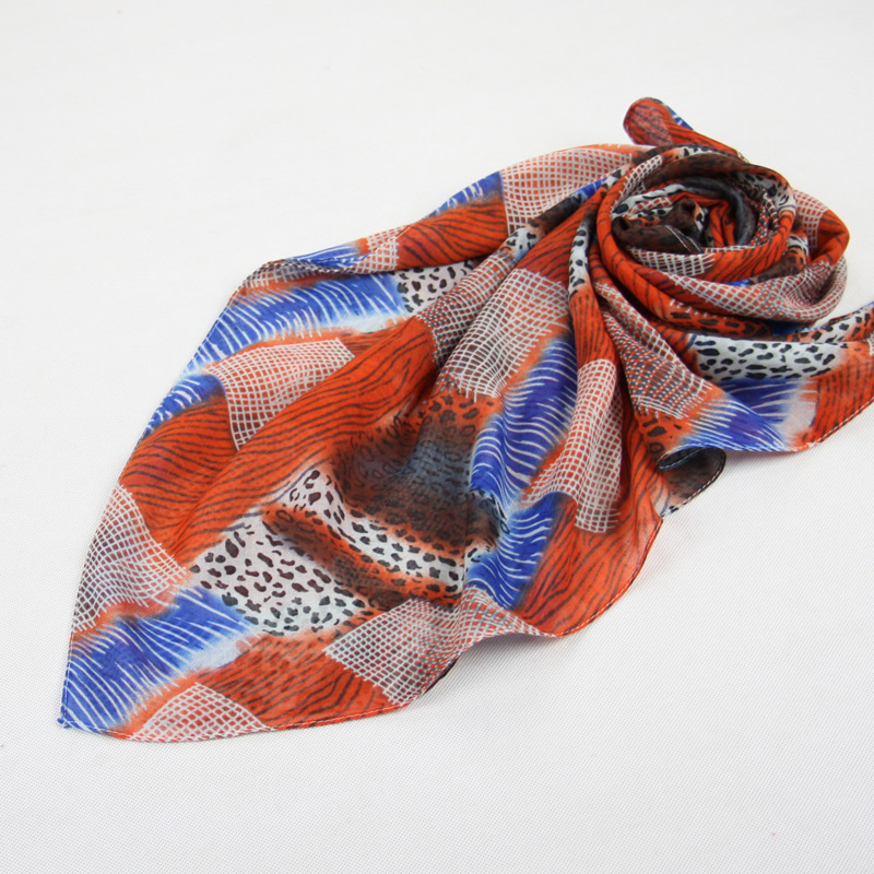 Ms Multicolor Polyester Voile Geometry Scarf Shawl