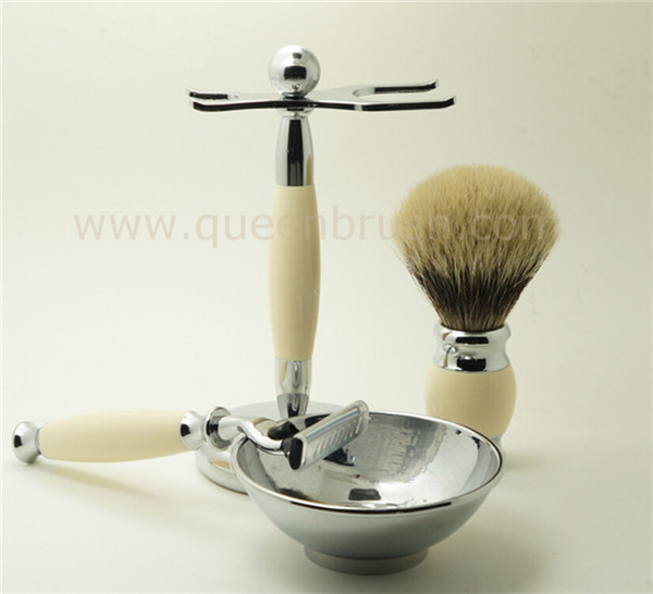 Luxurious High-End Man Care Silicone Shaving Brush Kit with Best Badger Hair