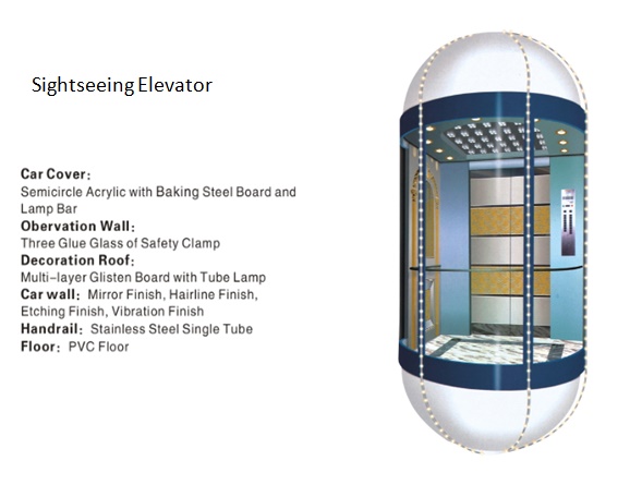 Safety Guarantee Panoramic High Quality Sightseeing Elevator