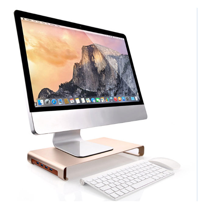 Aluminum Laptop Stand with 4 Ports USB 3.0 Hub