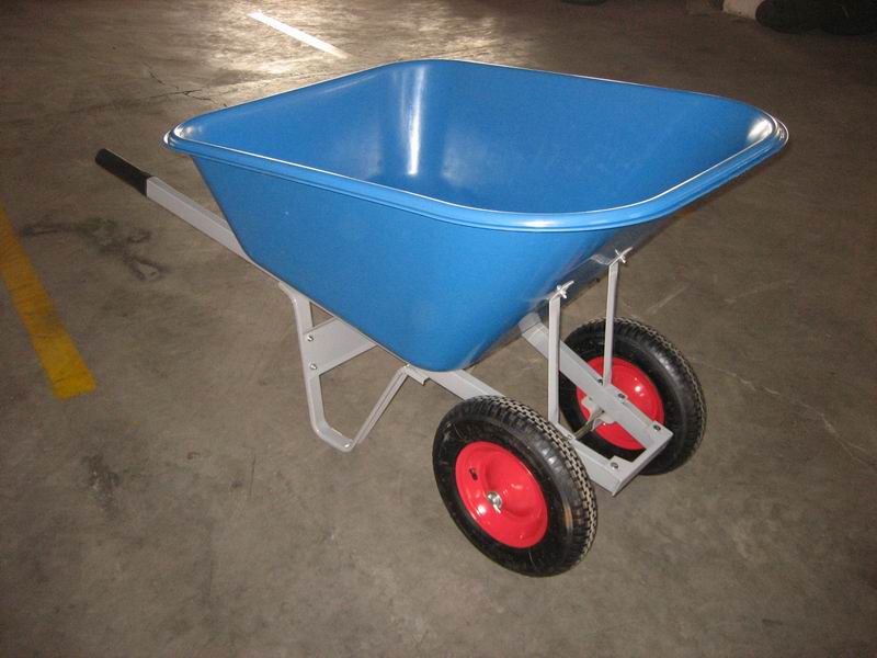 Large Plastic Tray Double Wheel Wheel Barrow