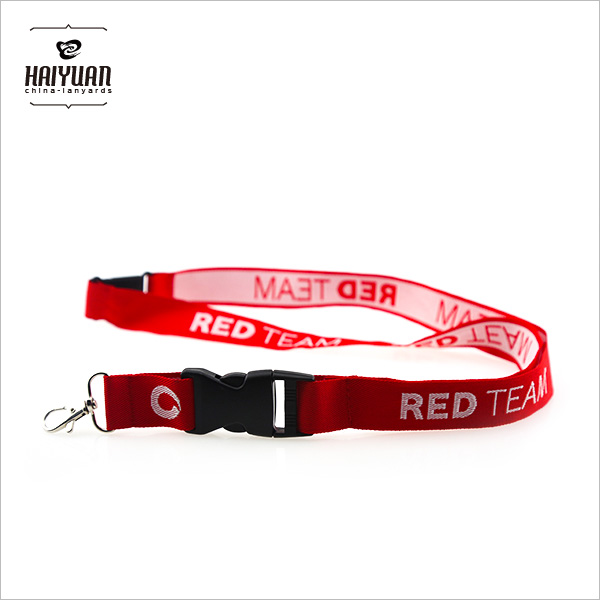 Red Jacquard Lanyard with Safety Buckle at The Neck