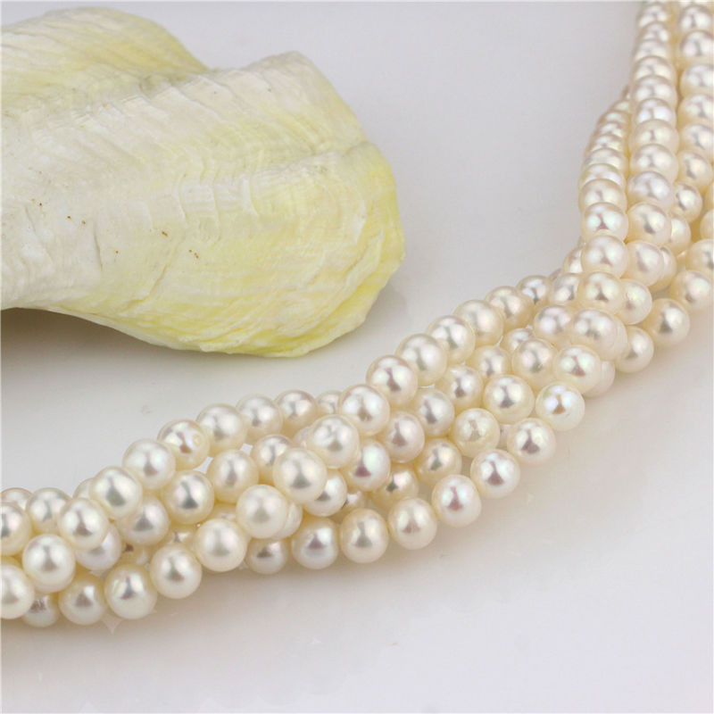 Decoration Freshwater Loose Pearl Strand 7mm AA- White Round Pearl String