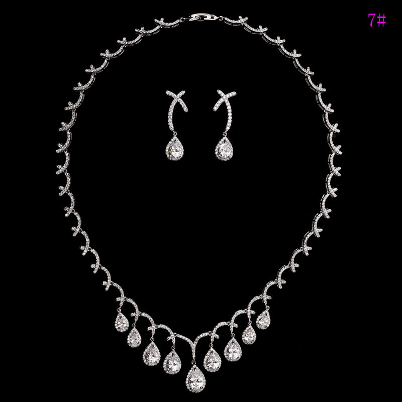 Fashion Luxury Rhodium CZ Diamond Jewelry Set for Wedding (set-19)