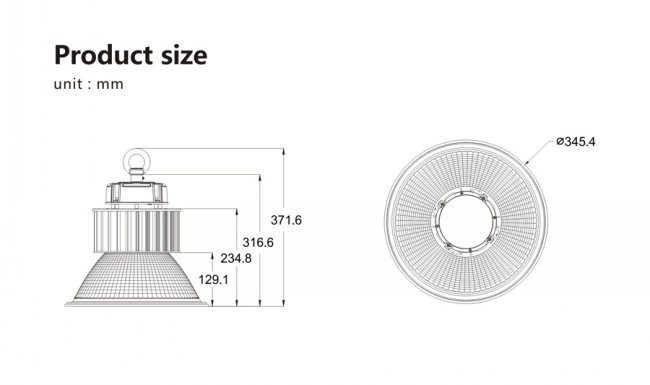 High Lumen 115lm/W 150W LED High Bay Light Aluminum Warehouse