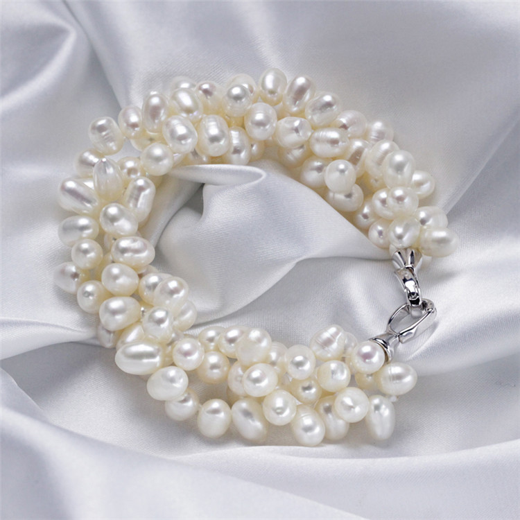 925 Sterling Silver Natural Pearl Bracelet for Sale