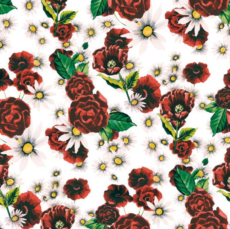 Digital Flower Printed Woven Polyester Garment Fabric