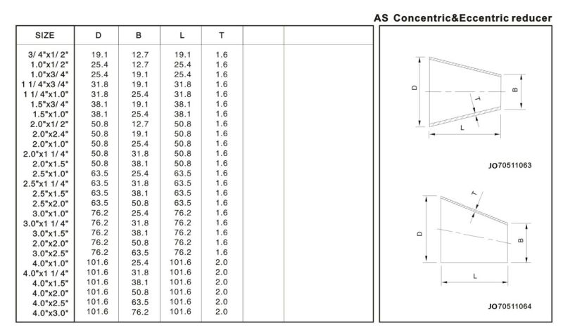 Sanitary Stainless Steel Pipe Tube Fitting Eccentric Reducer