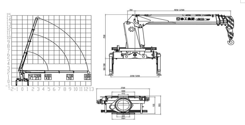 Heavy Duty 12 Wheel Sino Truck with XCMG Crane Mounted Crane Truck