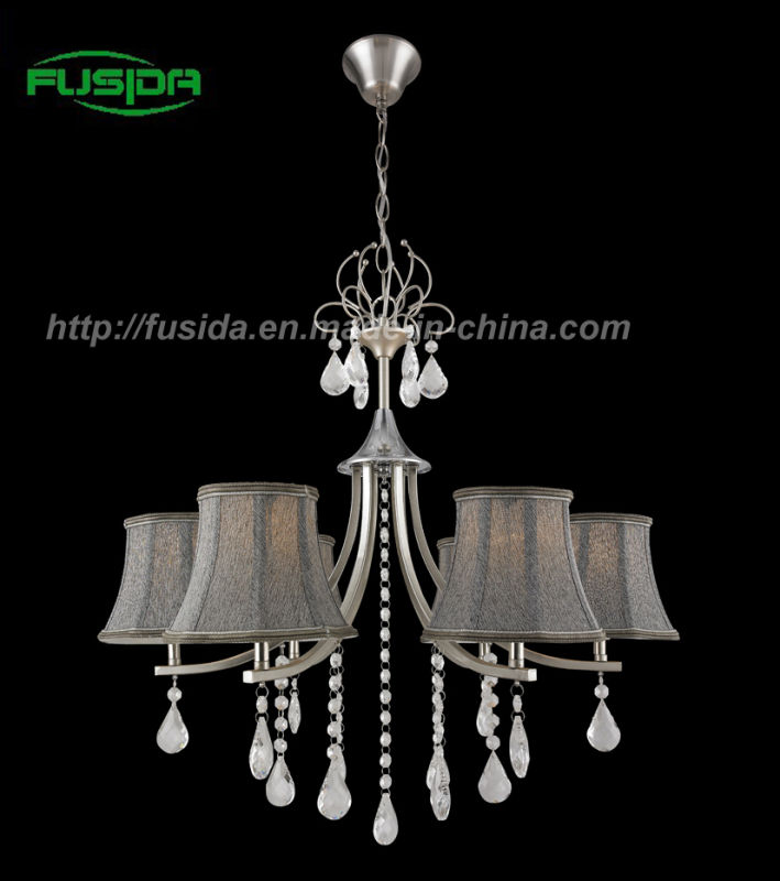 Hot Fabric Shade Crystal Chandelier Light for Living Room