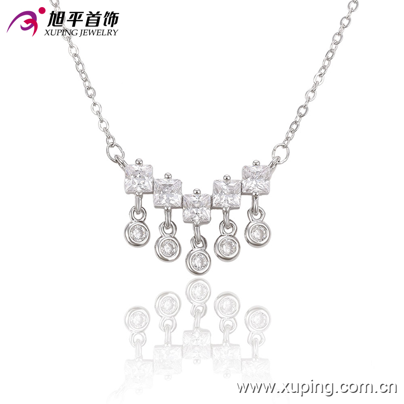 Fashion Elegant CZ Crystal Rhodium Color Imitation Jewelry Pendant Necklace -42920