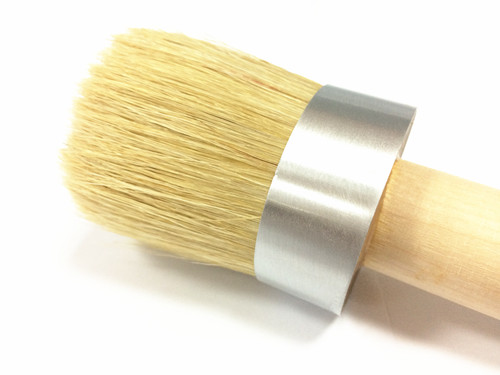 Natural White Bristle Round Brush with Plain Birch Handle