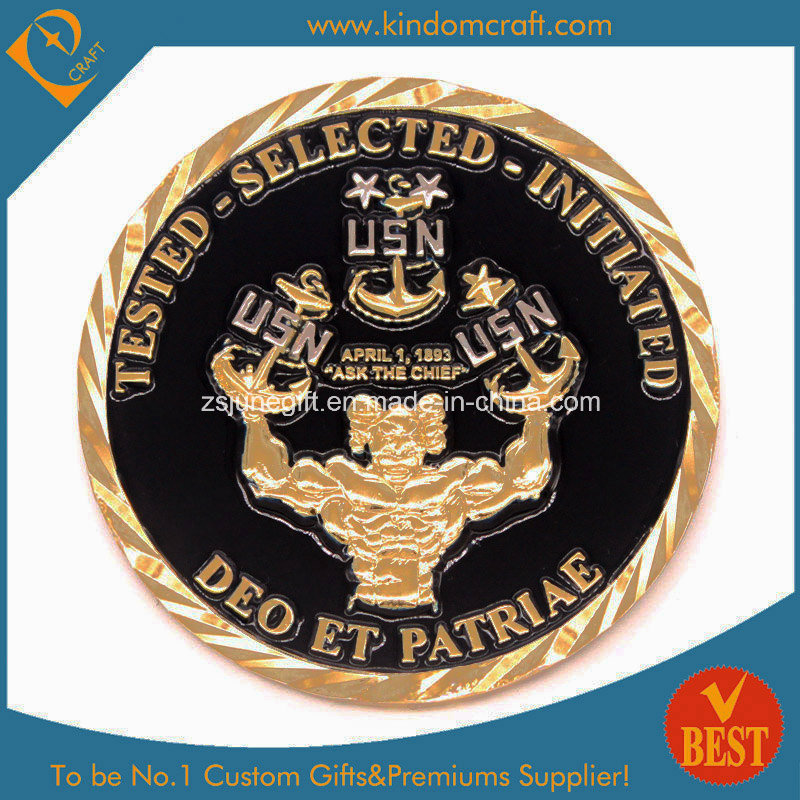 Promotion Enamel Challenge Coin with Gold Plate