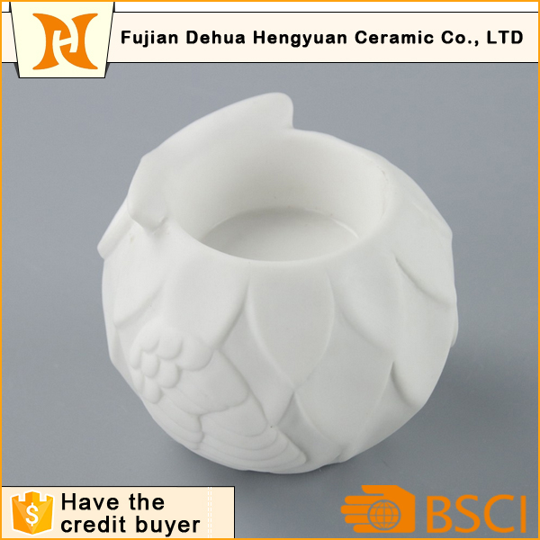 Cute Owl Shape White Ceramic Candle Holder for Home Decoration