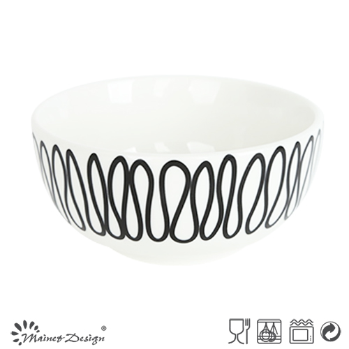 13cm Porcelain Bowl with Creative Lines Decal Printing