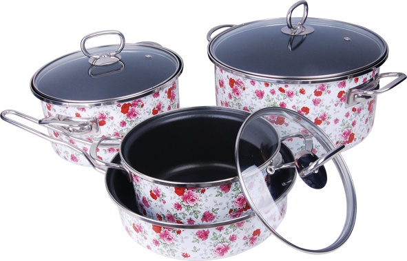 Enamel Casserole with All Flower Decals (LF-A001)