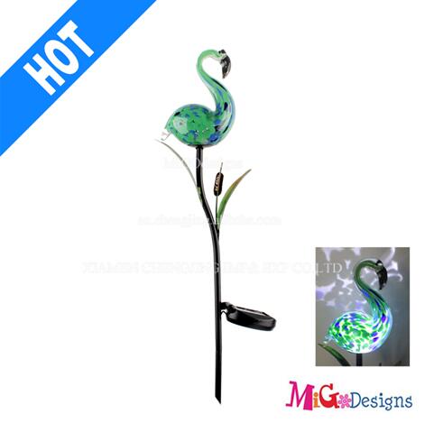 Modern Solar LED Light Glass Flamingo Garden Stakes