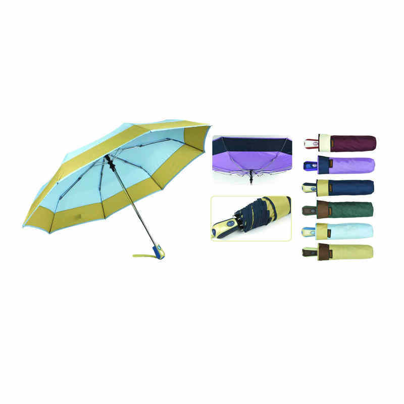 Border&Edged Solid Fold Open&Close Umbrellas (YS-3FD22083967R)