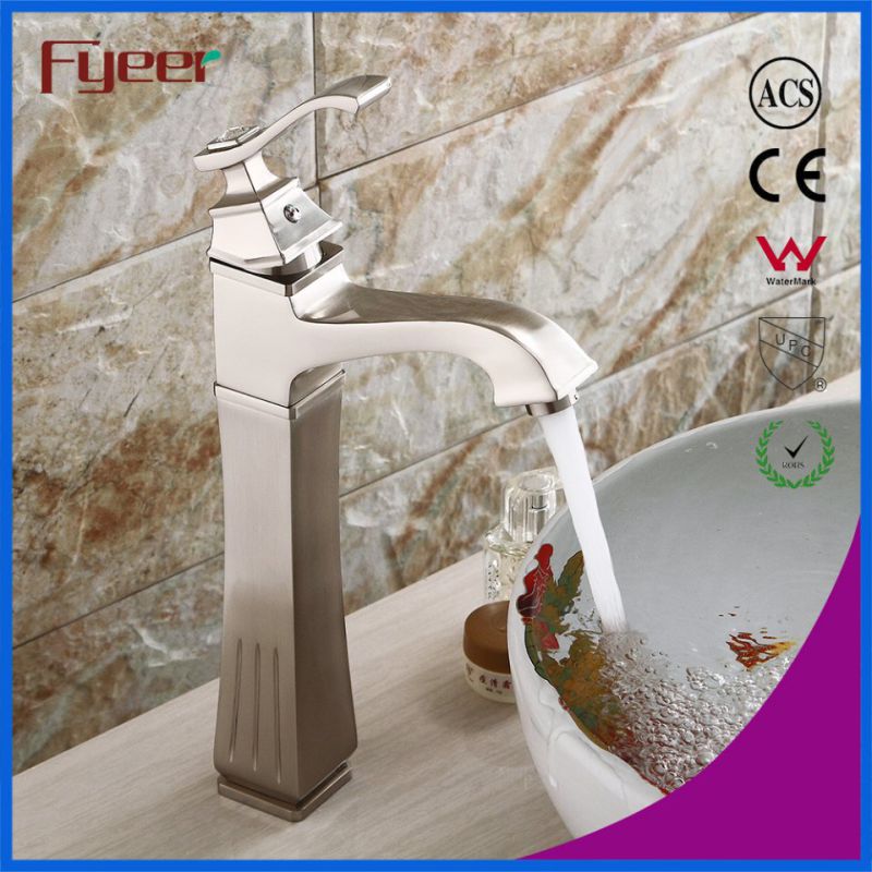 New High Arc Centerset Nickle Brushed Bathroom Brass Basin Faucet