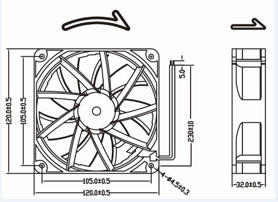 12032 DC High Pressure Axial Flow Fan 120*120*32mm