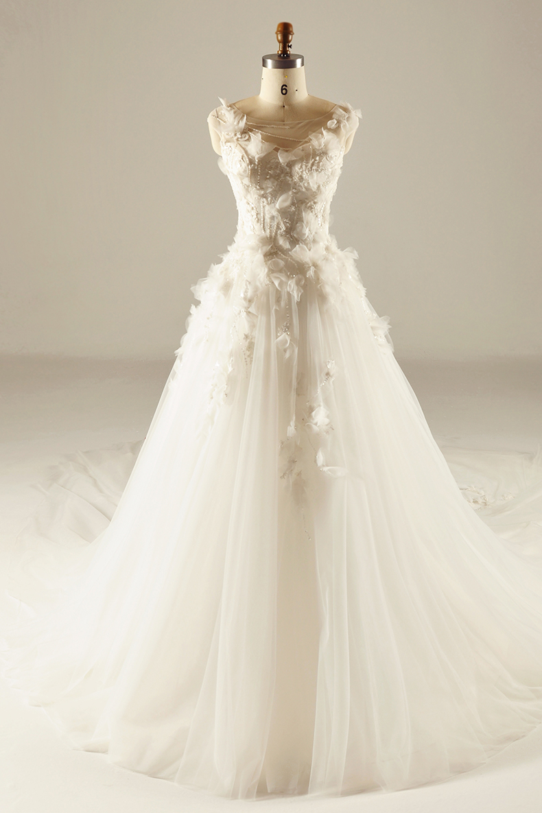 3D Flower Bodice Wedding Gown