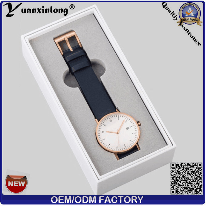 Yxl-686 Marble Stone Watch Face Stainless Steel Watch Case Black Genuine Leather Fashion Watch