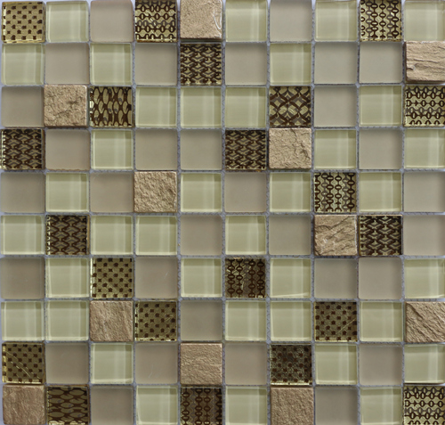 30*30mm Brown White Stone Mosaic for Wall