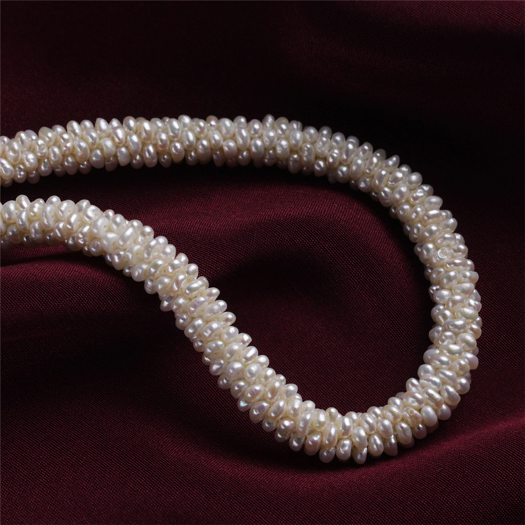 Snh 3mm Button Shape Natural Pearl Jewelry Set