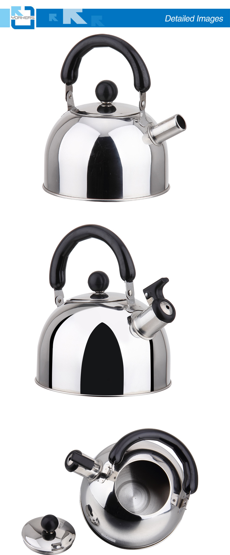 1L/2L/3L/4L High Quality Stainless Steel Flat Bottom Whistling Kettle