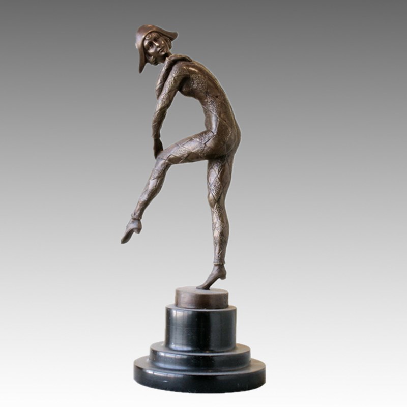 Dancer Statue Joker / Clown Bronze Sculpture, a. Gilbert TPE-183