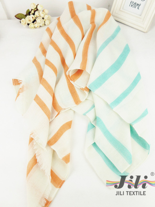 Ladies Voile Long Winter Scarf Wholesale Customized Women Streak Stripe Printed Scarf