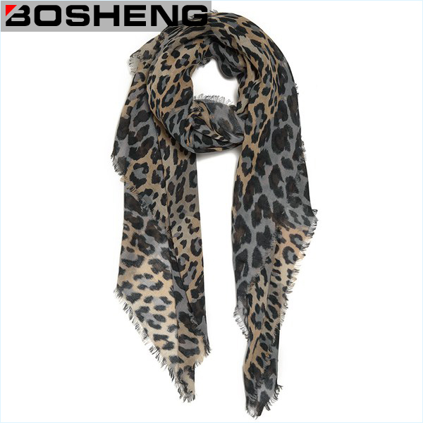 Lady Viscose Polyester Chiffon Print Scarf Shawl