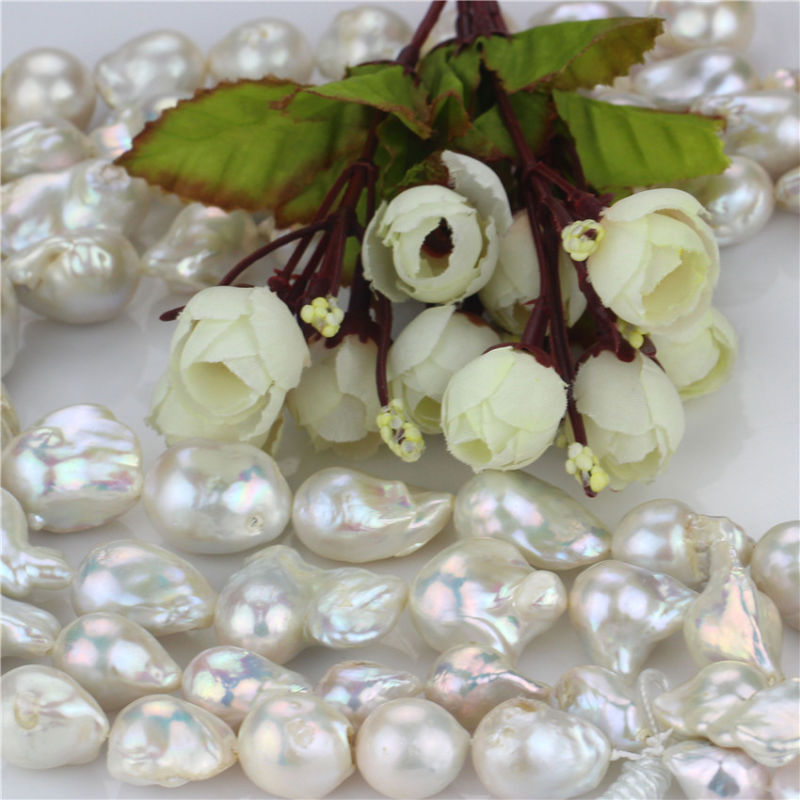 Irregular Shape Pearl Strand 15-16mm AA- Nucleated Freshwater Pearl Strand Wholesale