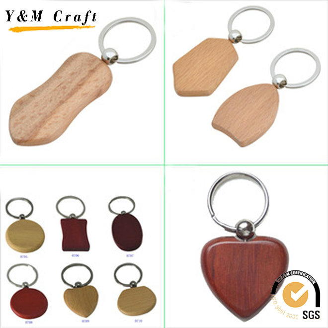 Various Shapes Engraved Wood Keychain