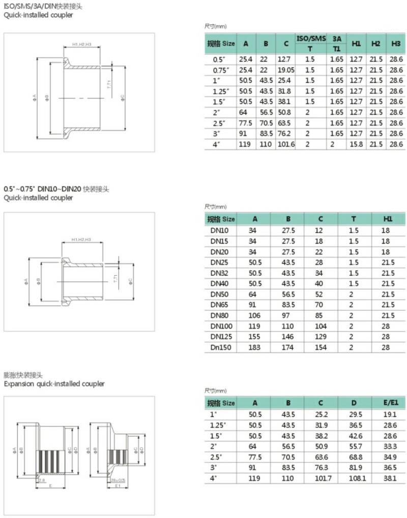 Sanitary Stainless Steel Hose Tube Pipe Fitting