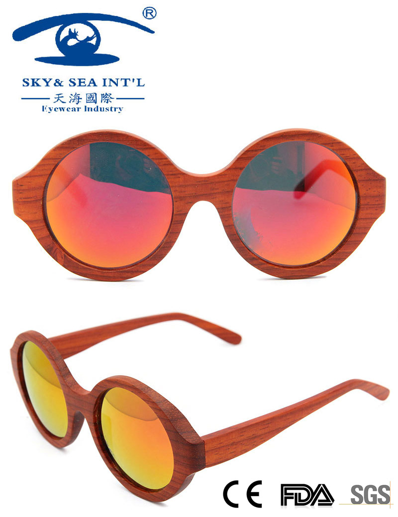 Mirror Lenses Retro Wooden Sunglasses