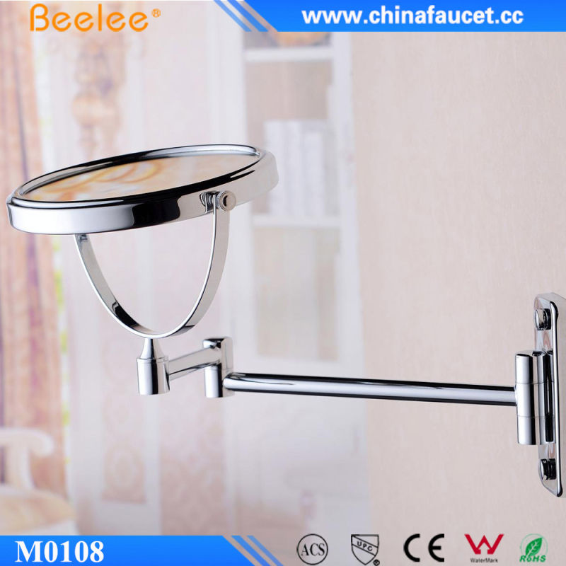 8'' Round Brass Mirror Retractable Double Side Wall Mirror