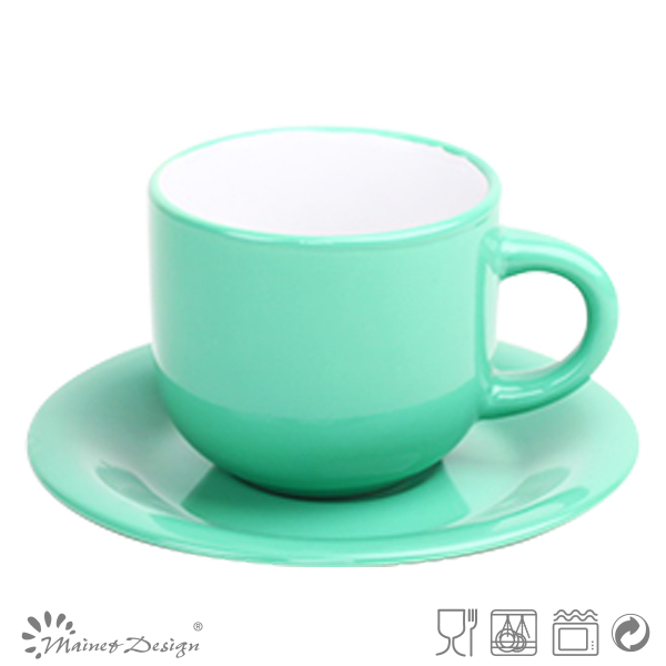 SHINNING COLORFUL 8OZ COFFEE CUPS AND SAUCERS