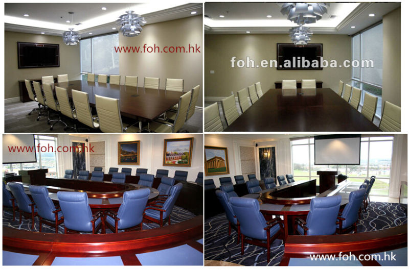 Modern Office Furniture Metal Base Glass Conference Table (FOHJ-8086)