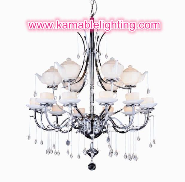 Decorative Teapot Pendant Lamp with Glass Crystal Drops (1089S)