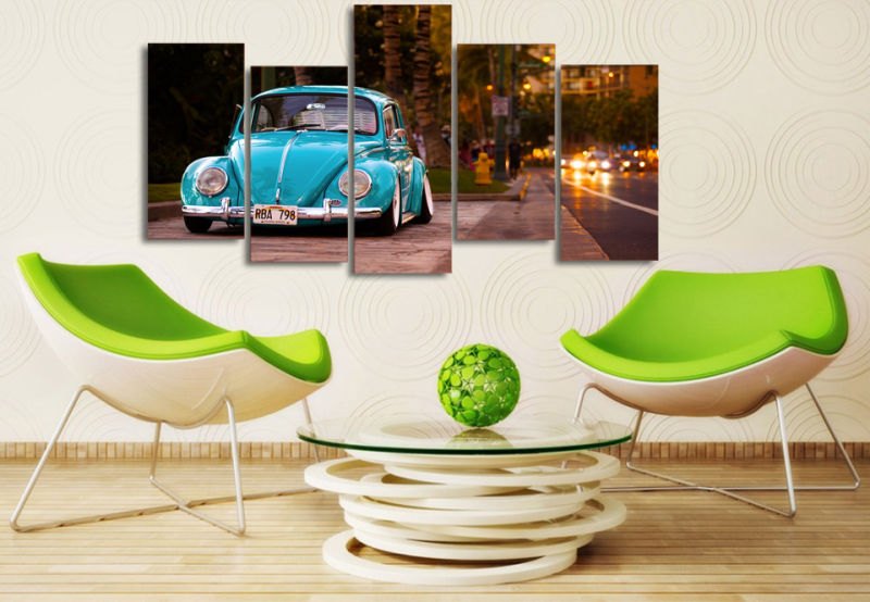 HD Printed Volkswagen Beetle Car Painting on Canvas Room Decoration Print Poster Picture Mc-038