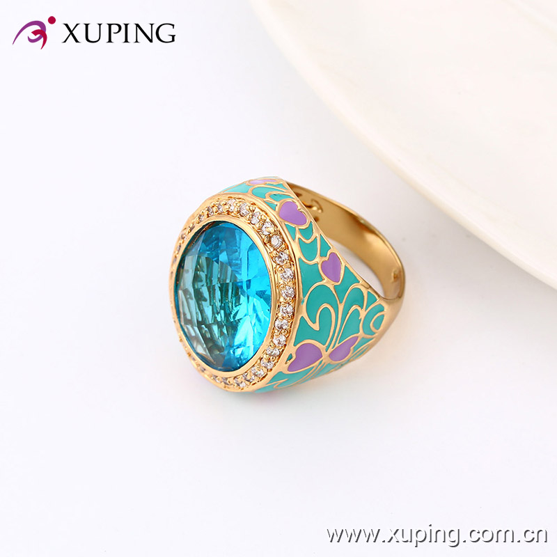 Fashion Luxury Bigl CZ 18k Gold-Plated Women Imitation Jewelry Finger Ring -13718