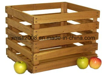 1/2 Peck Stained Wood Natural Crate