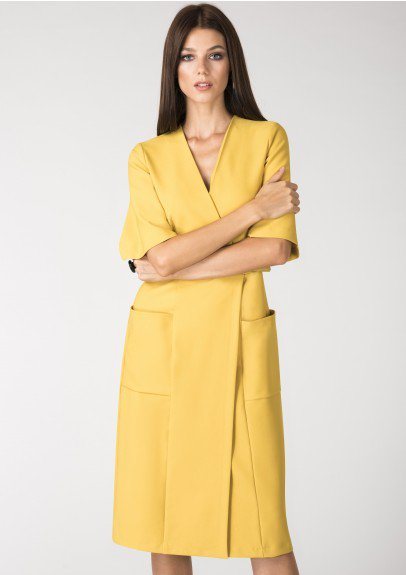 Mustard Closet Wrap Belted Dress