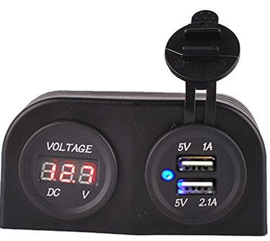 Waterproof 12V Black, Red Light, LED Lamp, Three Digital Display Voltmeter for Ship, Automobile with Ce Certification, Motorcycle