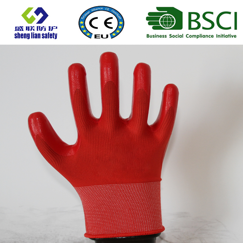 13G Polyester Shell with Nitrile Coated Work Gloves (SL-N112)