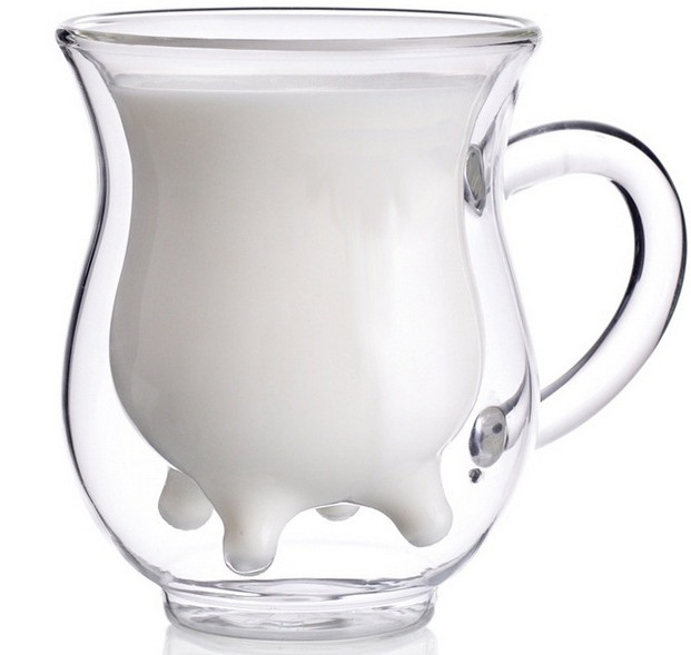 OEM Logo Heat Resistant Double Wall High Borosilcate Milk Mug Milk Cup