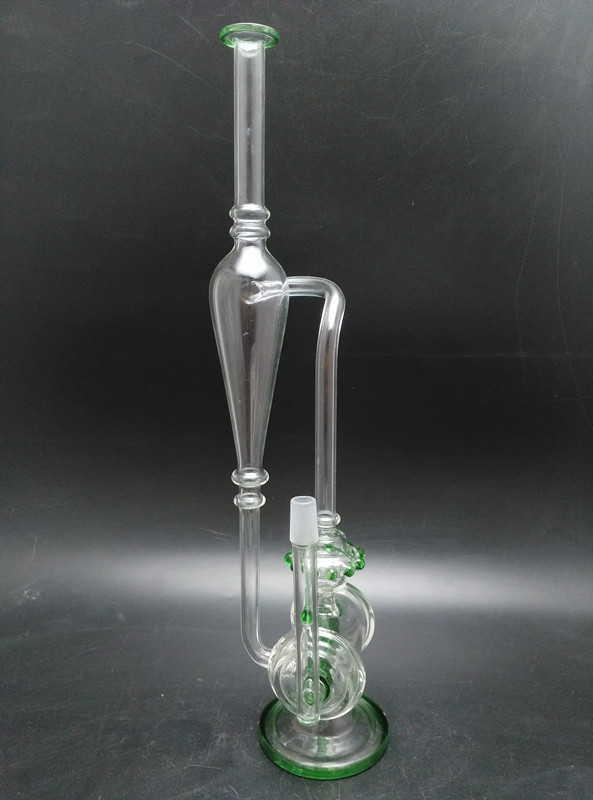 Artistic Green Glass Water Pipe Oil Rig Recycler Wholesale 14.5mm Joint