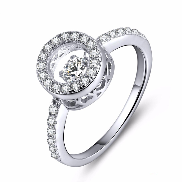 925 Silver Rings Jewelry with Dancing Diamond CZ Micro Setting