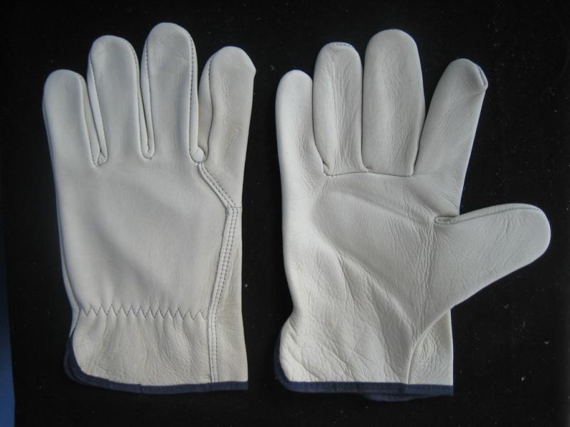 Cow Grain Leather Fabric Bingding Cuff Driver Work Glove